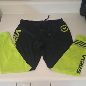 Black and Neon Green Athletic Pants